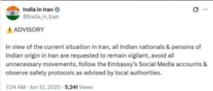 इजराइल-ईरान तनाव के बीच भारतीयों के लिए अलर्ट, दोनों देशों में दूतावासों ने जारी की अहम सलाह